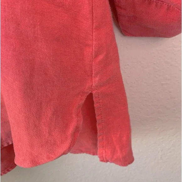 Stella Carakasi Coastal Hemp Coral Asymmetrical Button Down Boho Tunic - Picture 7 of 9